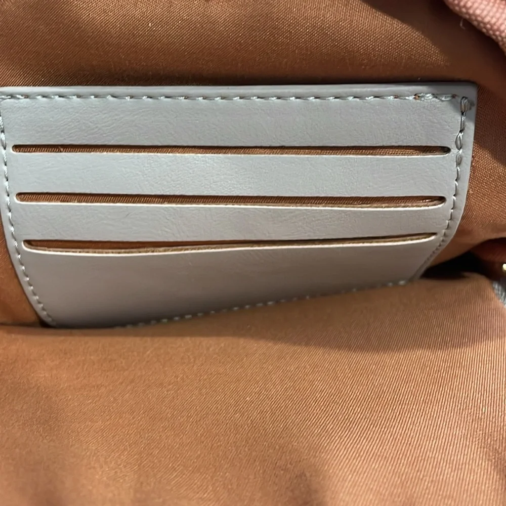 Tan Crossbody Bag Adjustable Decorative Strap Pockets Gold Hardware